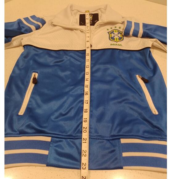 Rare Brazil CBF Established 1914 Embroired Soccer Jacket Kids Size 14 - Picture 6 of 6